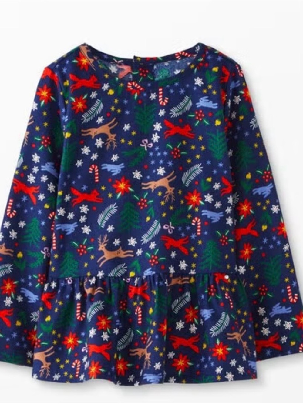 NEW - Hanna Andersson Navy Holiday Top with Red Accents